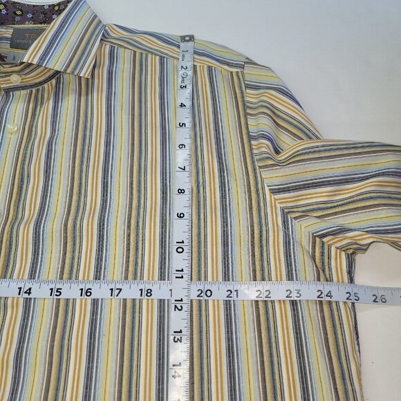 Thomas Dean Shirt Mens L Stripe Flip Cuff Long Sleeve Dress Office Business - Picture 9 of 12